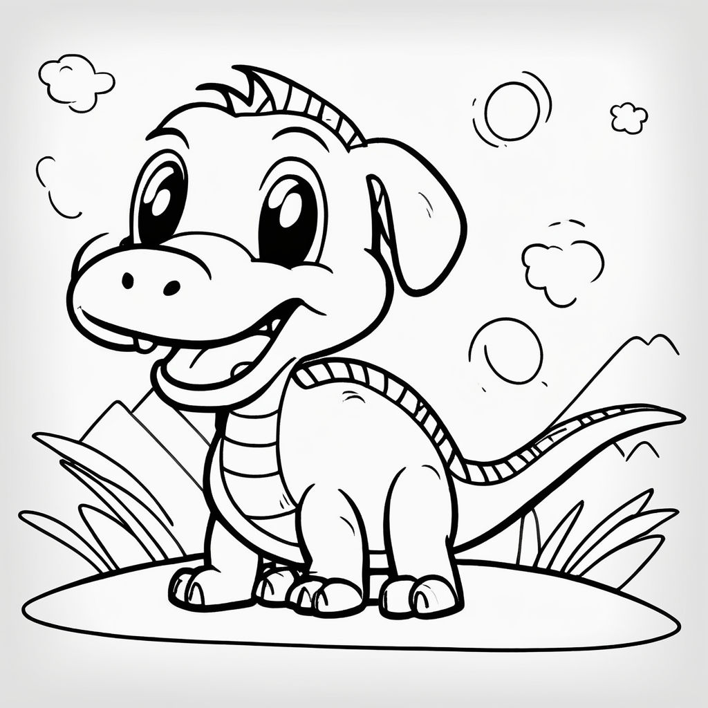 Black and white coloring page of a simple baby funny happy smiling snake