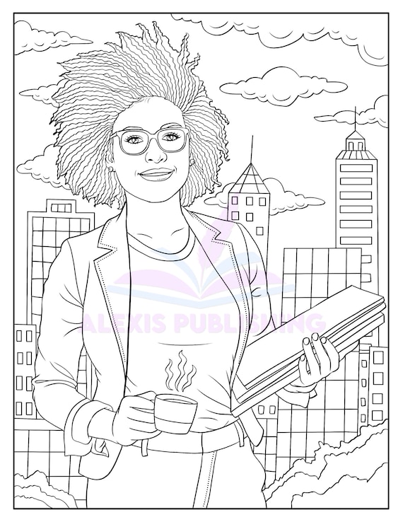 Dibujo para colorear para adultos descarga instantãnea hermosas mujeres negras imprimible