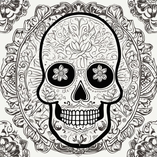 Sugar skulls adult coloring page