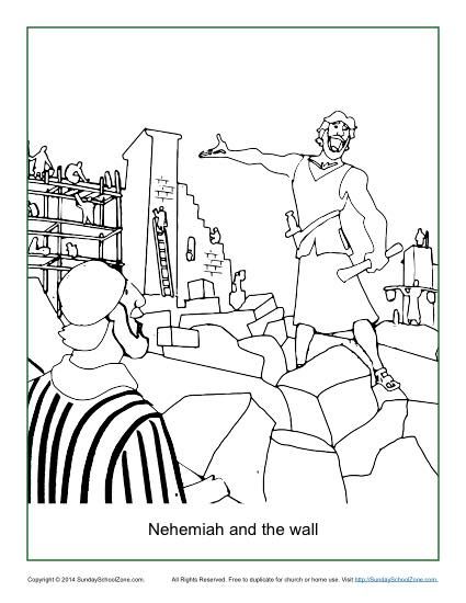 Nehemiah and the wall coloring page childrens bible activities bible activities bible coloring pages
