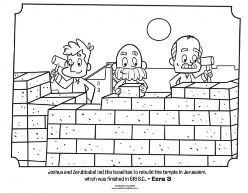 Vibrant coloring page rebuilding the wall