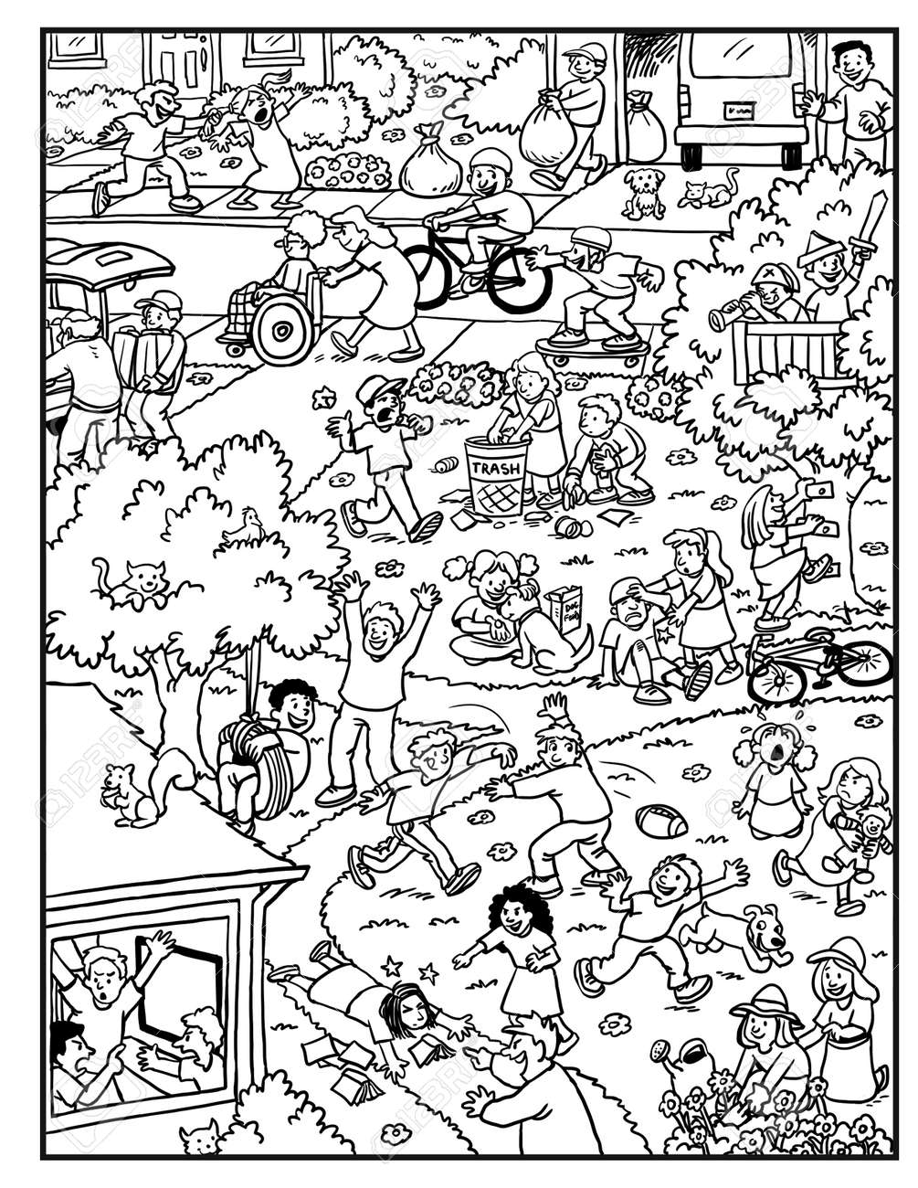 Neighborhood munity coloring page stock photo picture and royalty free image image
