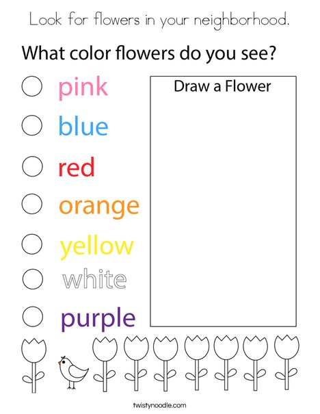 Look for flowers in your neighborhood coloring page