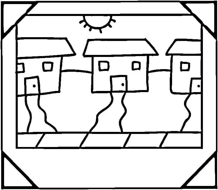 Neighborhood houses coloring page