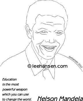 South africa president nelson mandela poster to color