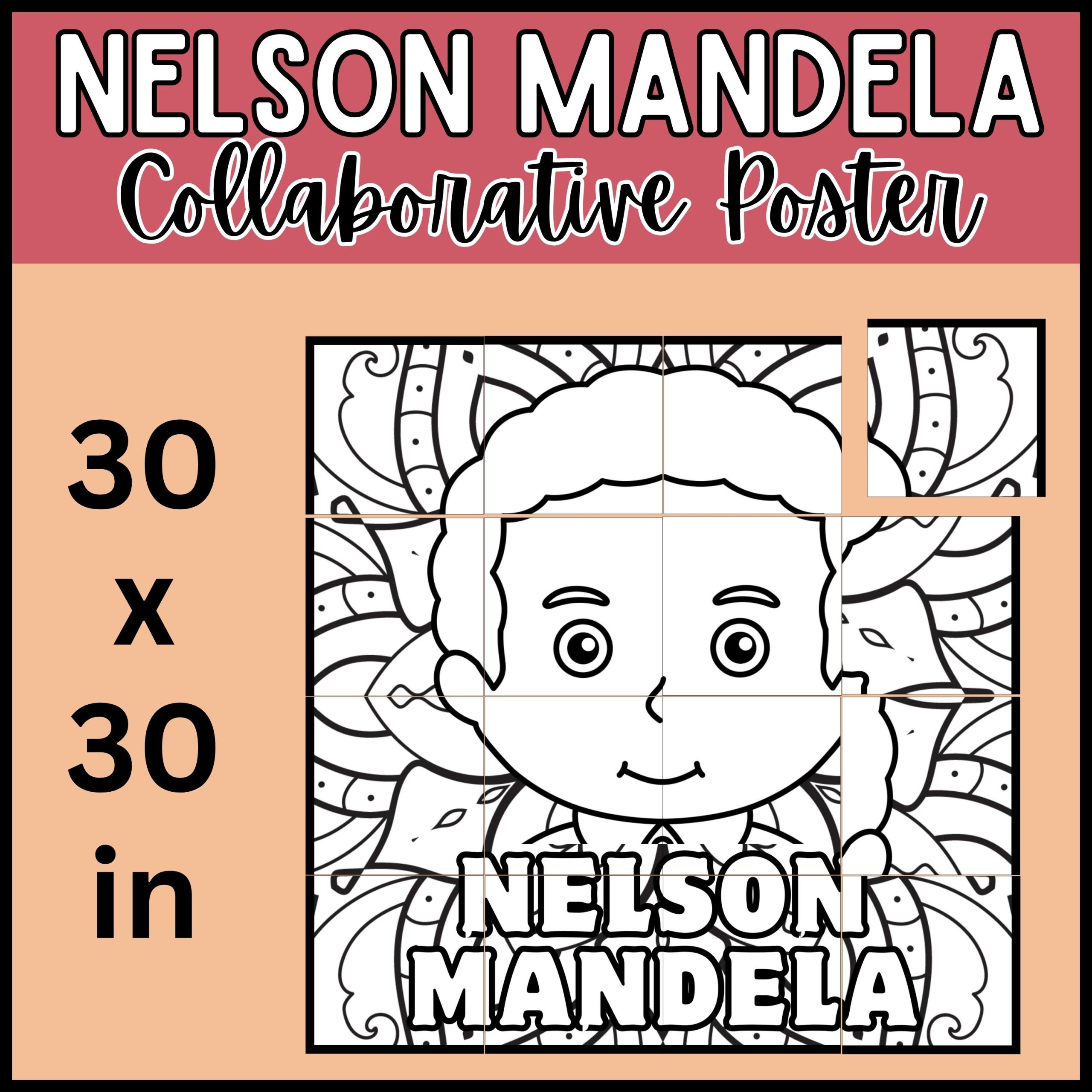 Nelson mandela coloring pages collaborative poster art project bulletin board made by teachers