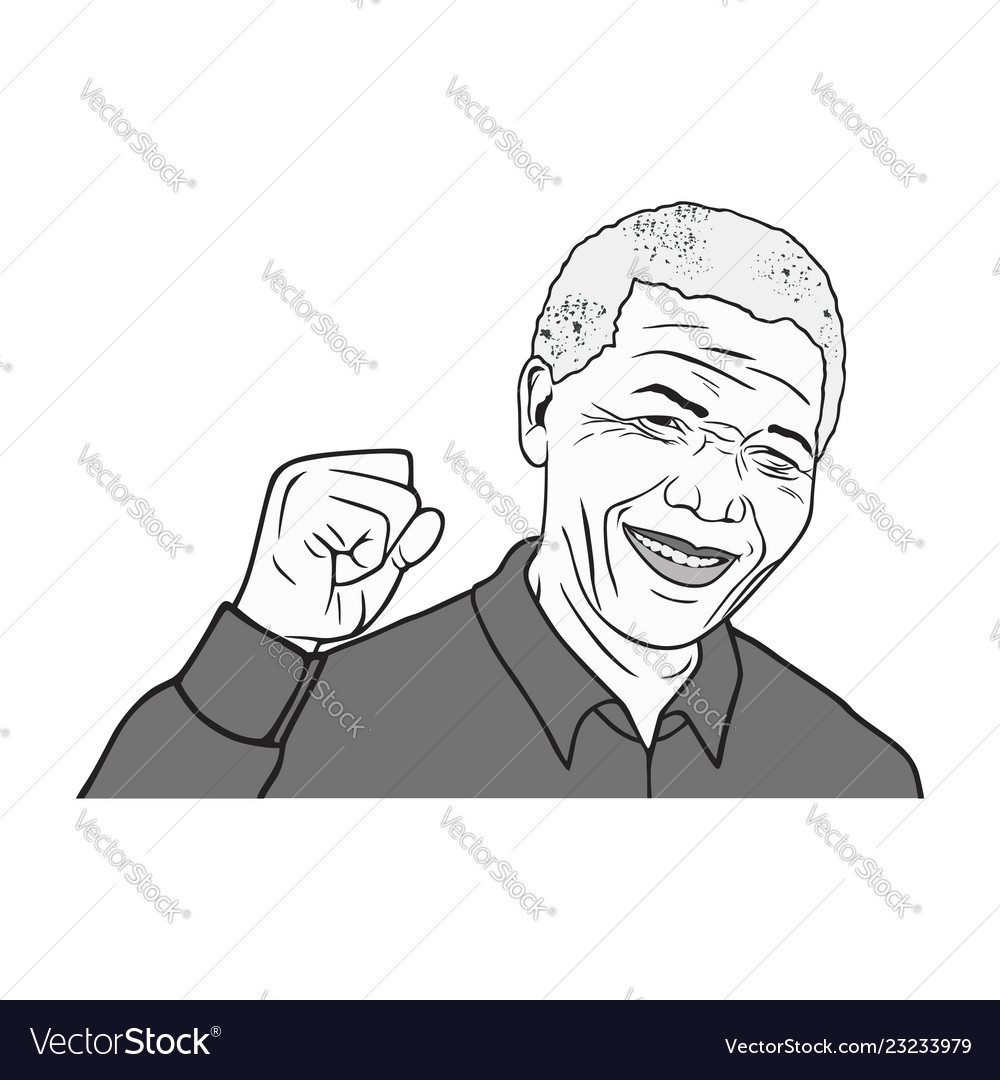 Nelson mandela black and white portrait royalty free vector