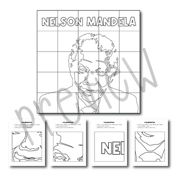 Nelson mandela collaborative art poster coloring pages black history month