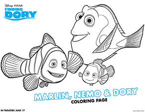 Free downloadable finding dory coloring activity sheets