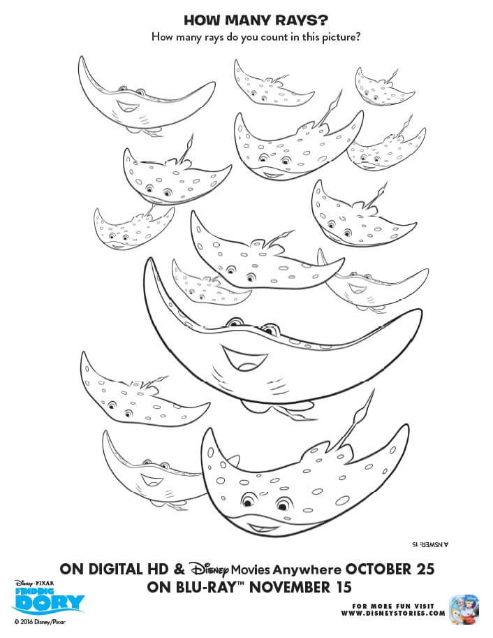 Printable finding dory coloring pages and activity sheets
