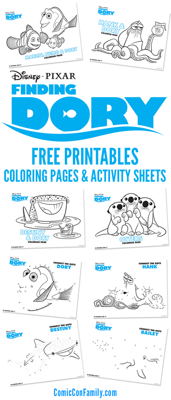 Free printables finding dory coloring pages and activity sheets