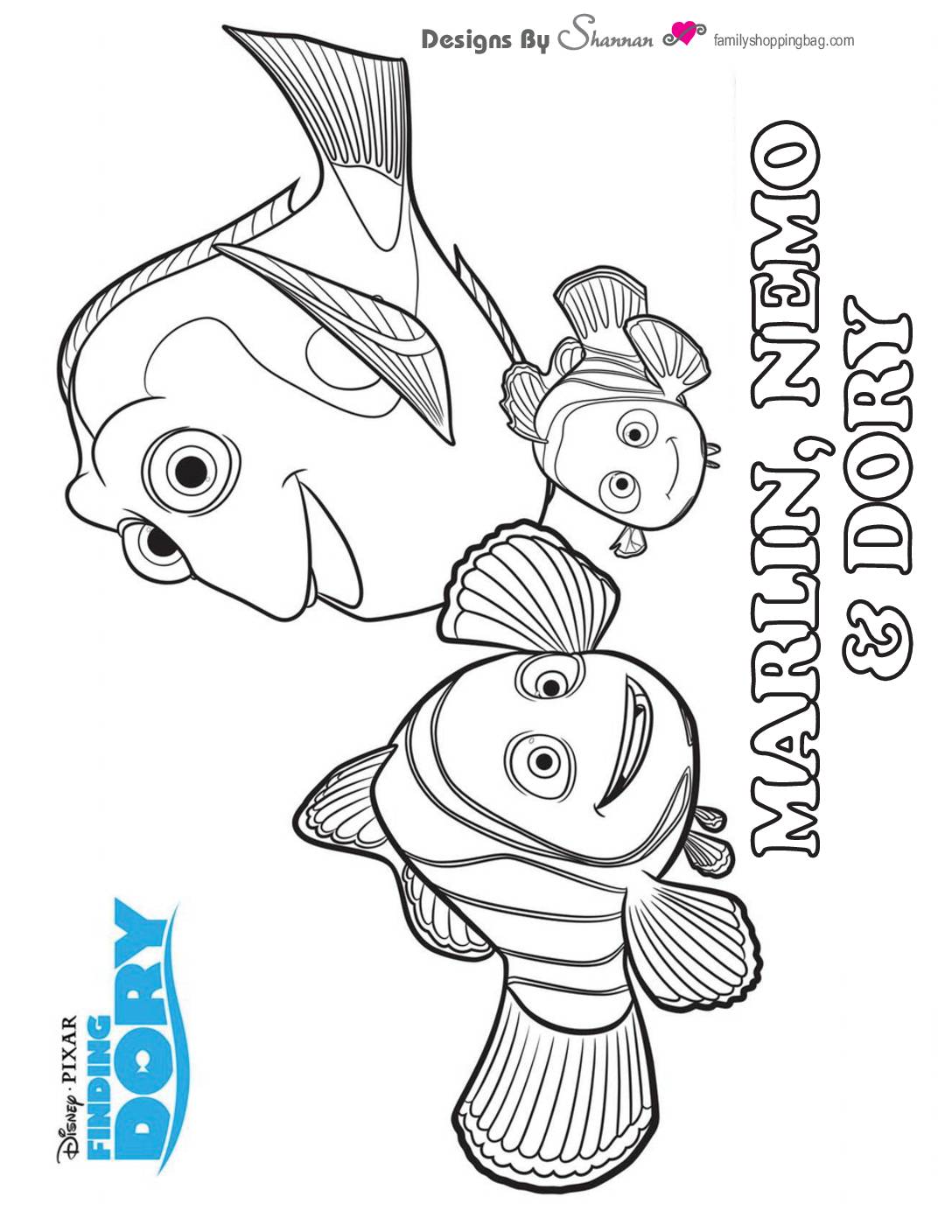 Free printable finding nemo dory coloring pages and more lil shannie