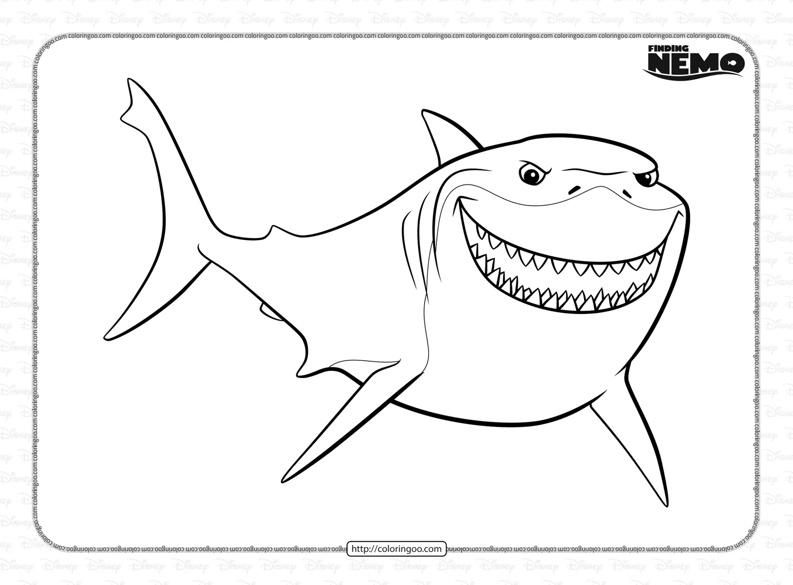 Finding nemo shark bruce coloring pages