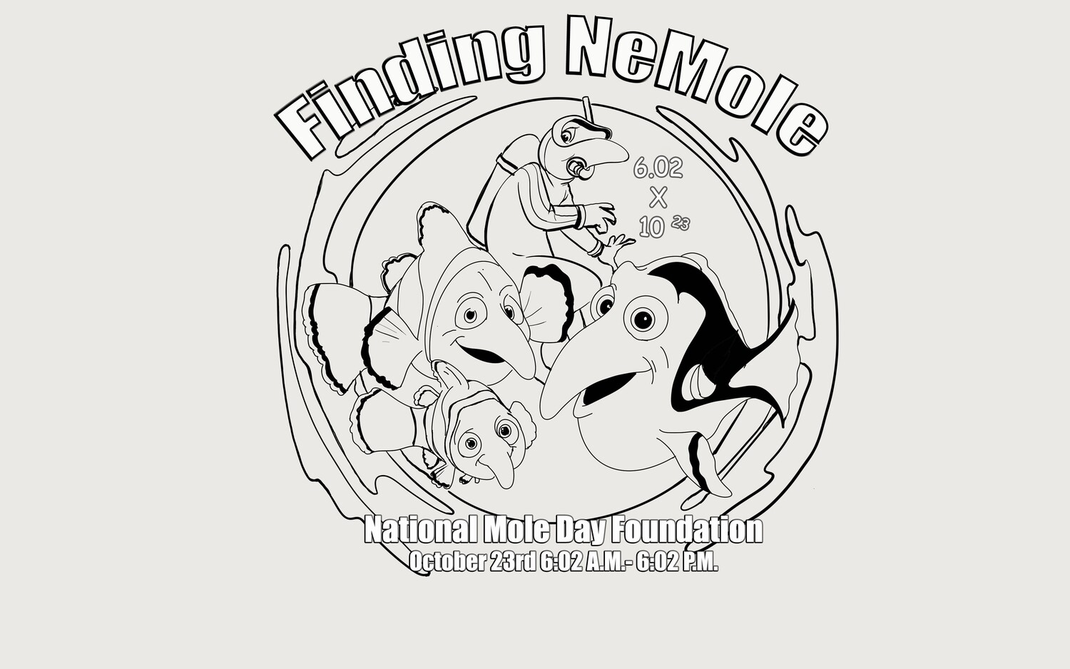 Finding nemole image in black and white coloring sheet