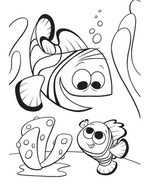 Father municates with son coloring page