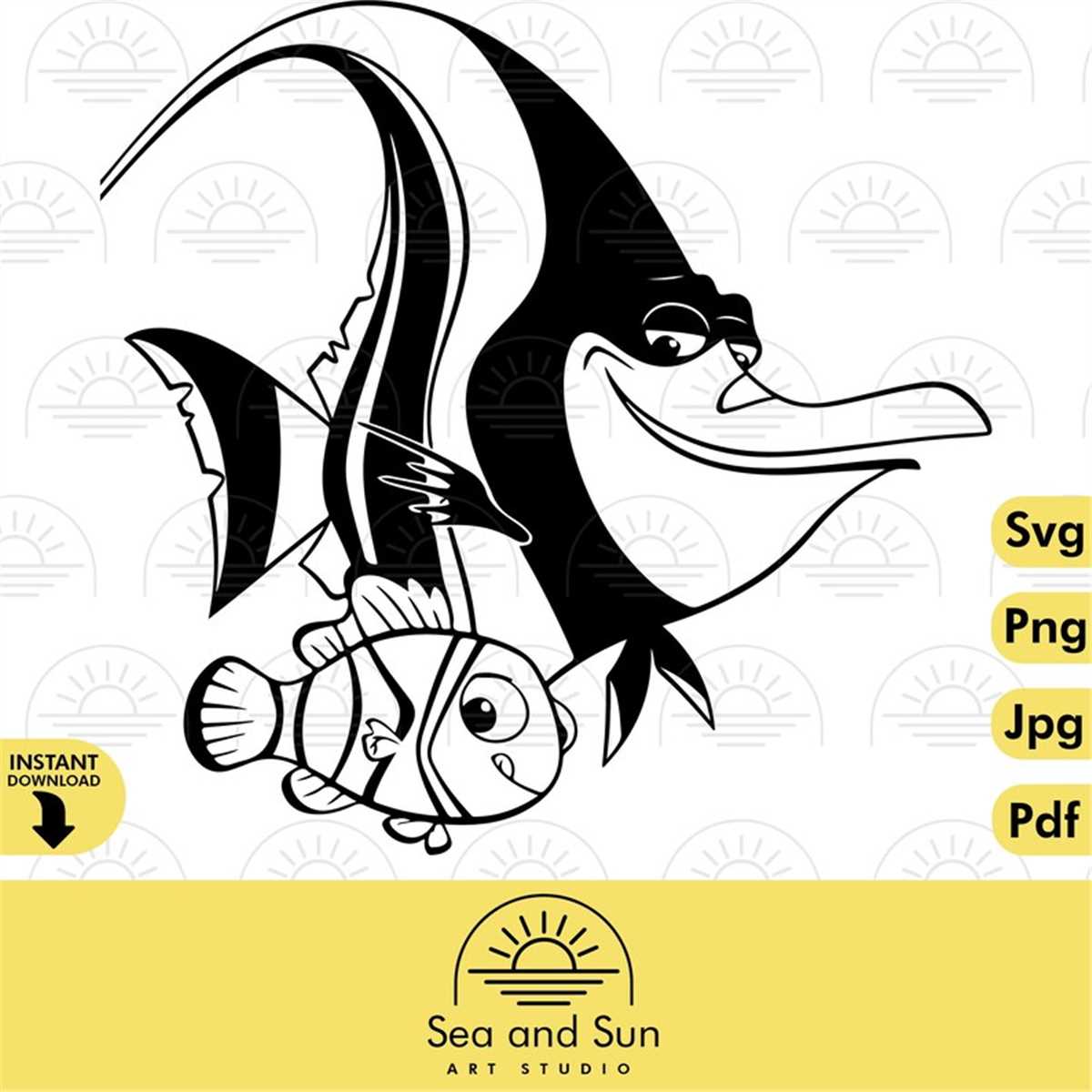 Finding nemo svg clip art files gill nemo minnie mouse