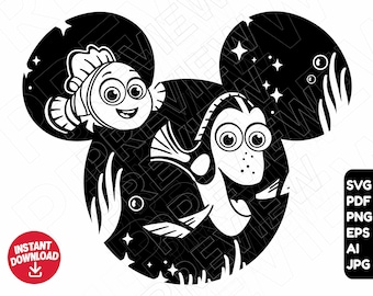 Finding nemo svg dory png clipart disneyland ears svg cut file silhouette