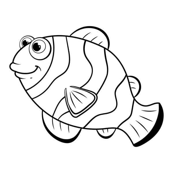 Thousand cute fish outline royalty