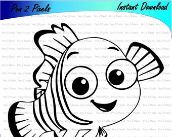 Nemo silhouette digital download cut engraving bmp dxf eps jpg pdf png svg ai cricut glowforge fish ocean finding nemo download now