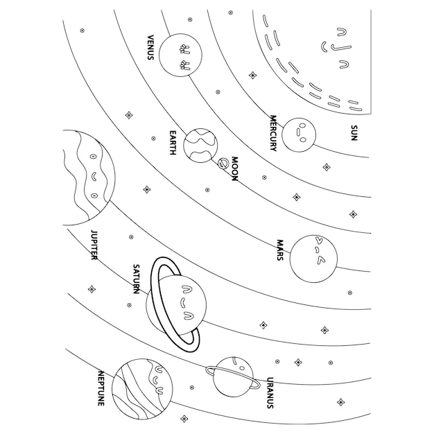 Premium vector printable space coloring pages for kids premium vector