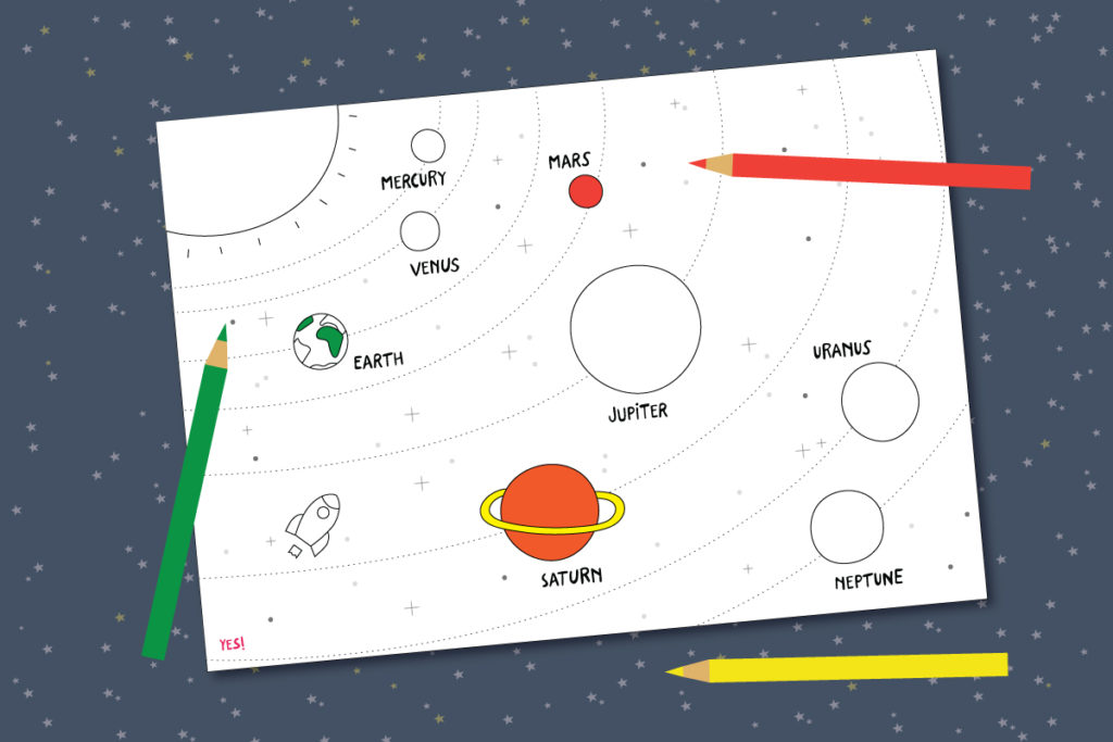 Coloring page of solar system