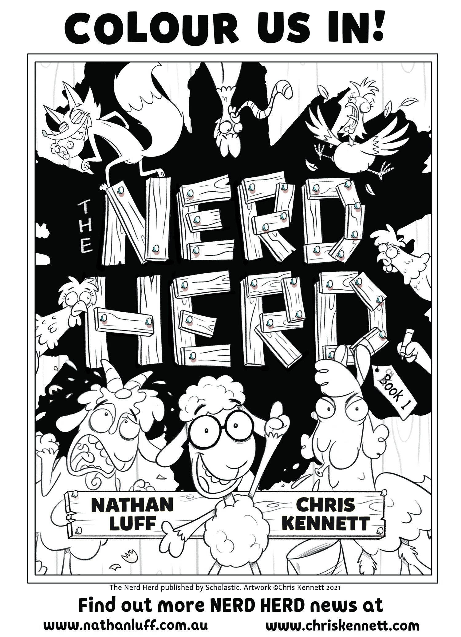 Nerd herd colouring page â chris kennett illustration