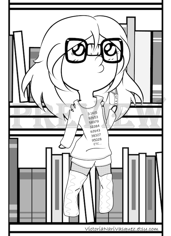 Oo nerd girl chibi coloring page