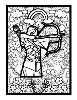 Archery mindfulness mandala coloring pages archery sport printable coloring pdf