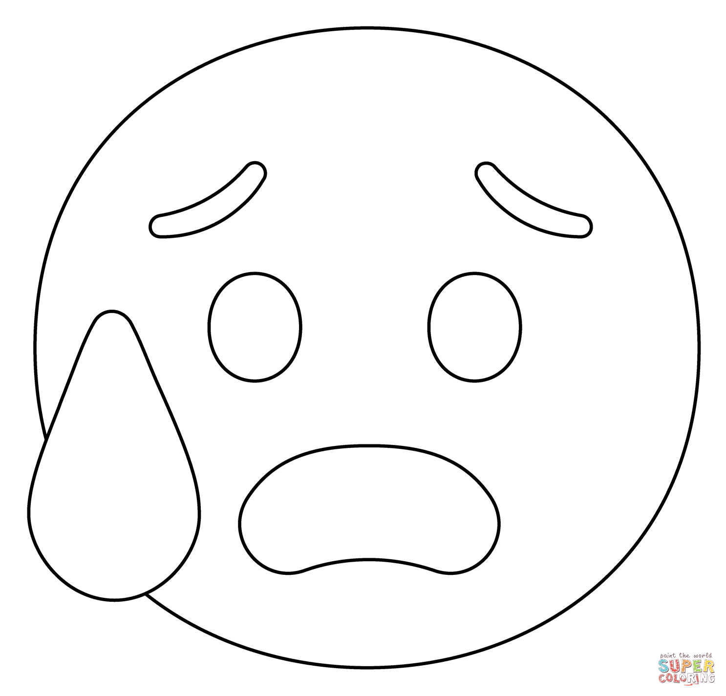 Anxious face with sweat emoji coloring page free printable coloring pages
