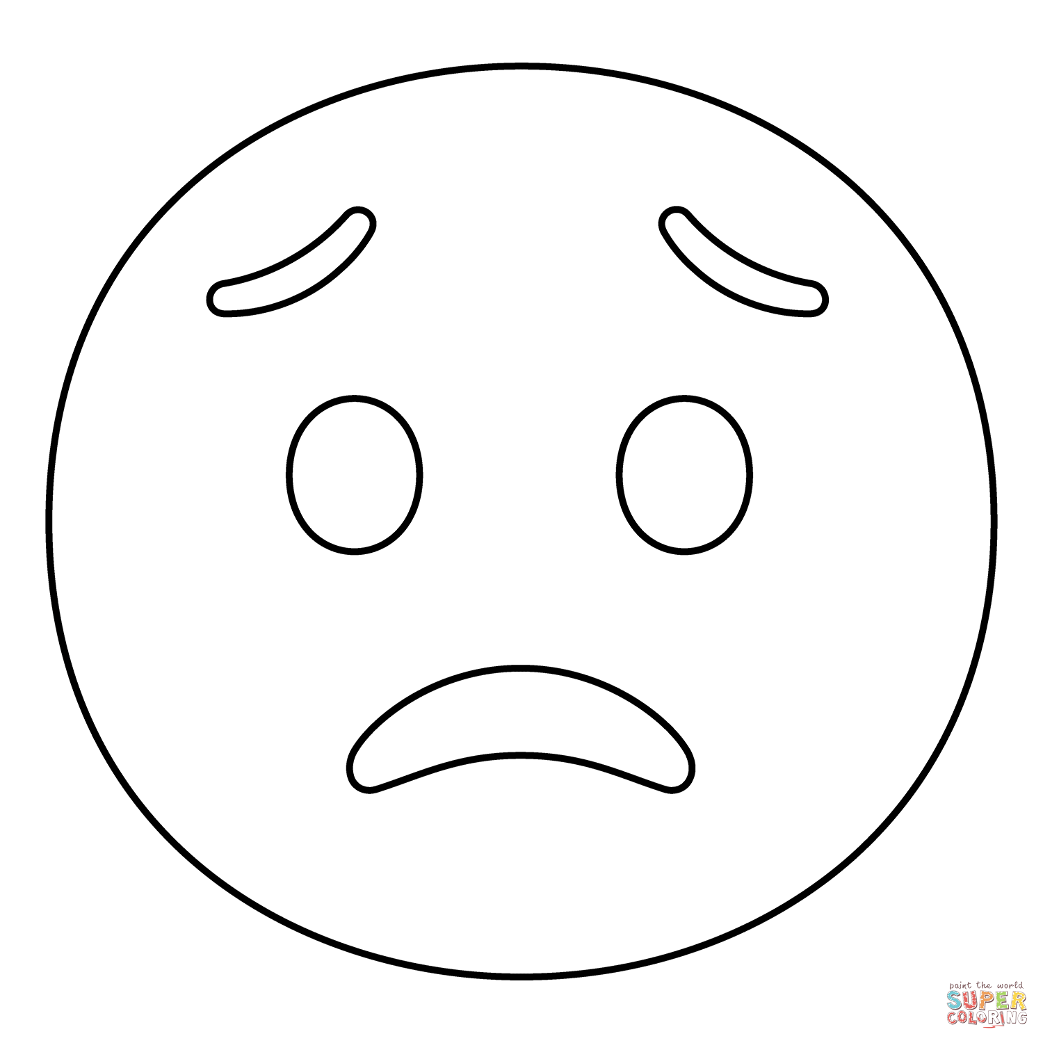 Worried face emoji coloring page free printable coloring pages