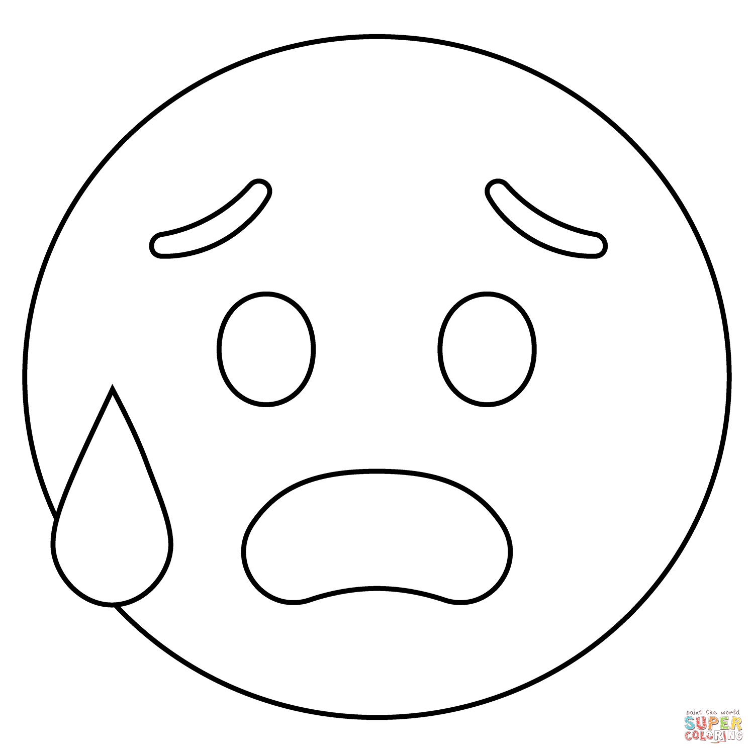Anxious face with sweat emoji coloring page free printable coloring pages