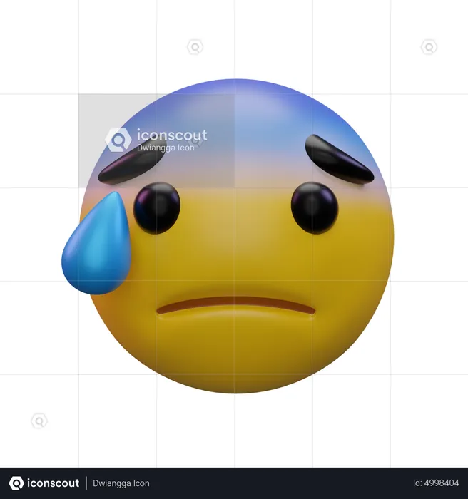 Anxious face with sweat emoji d icon download in png obj or blend format