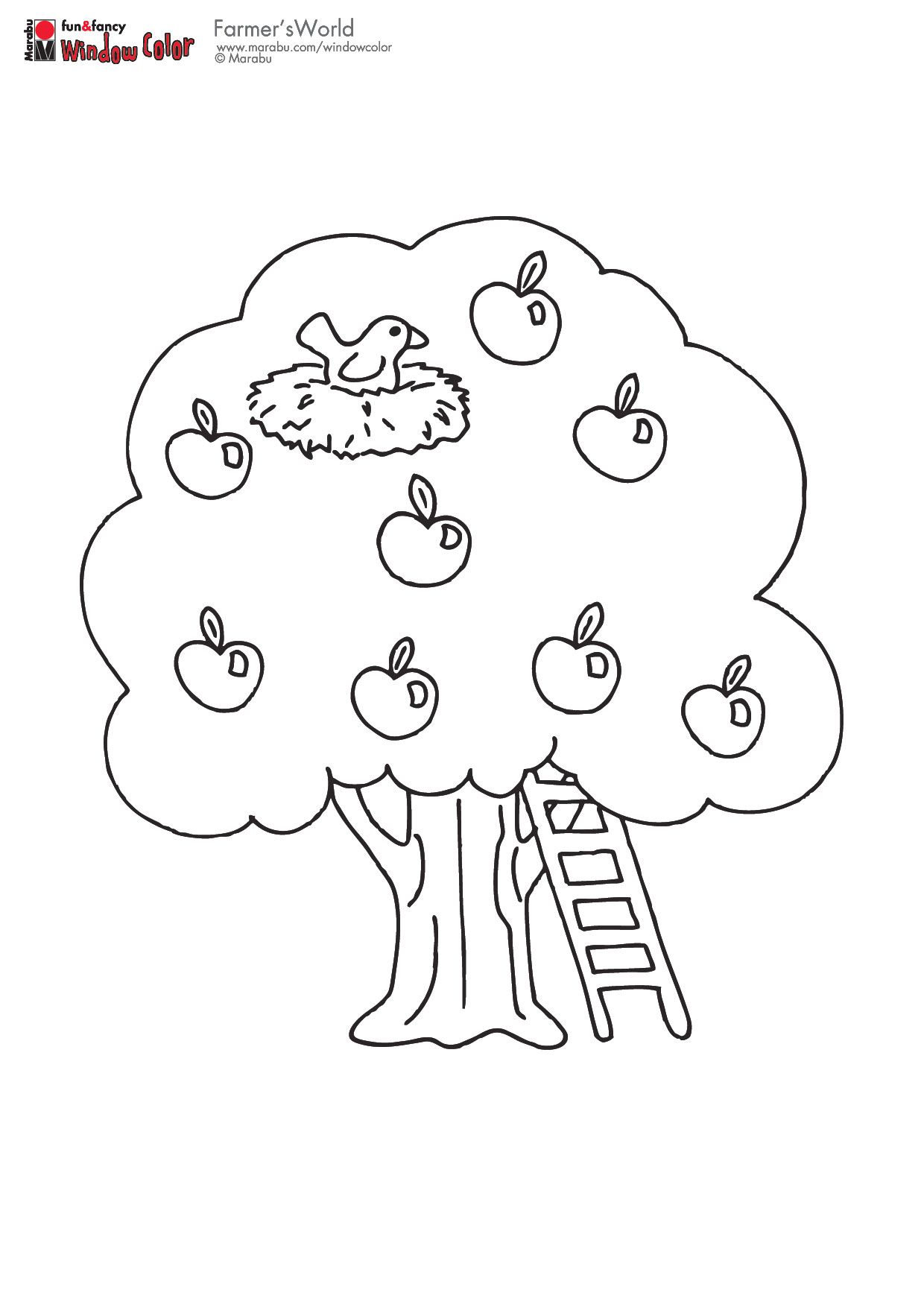 Apple tree with birds nest apple coloring pages tree coloring page coloring pages