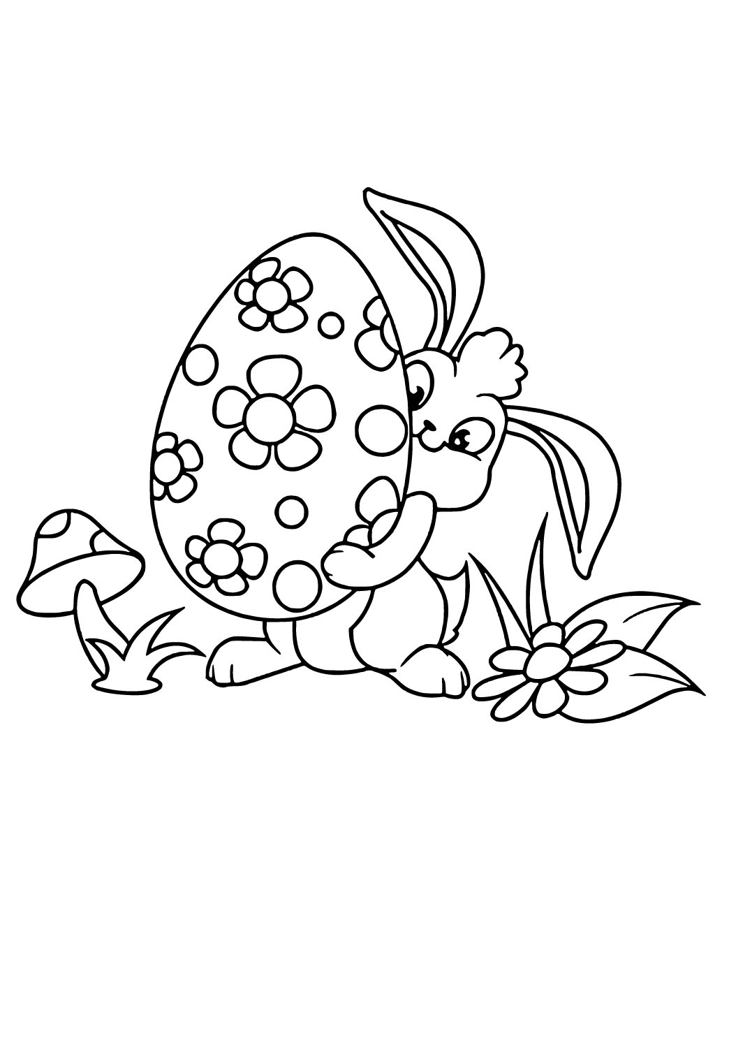Free printable easter bunny mushroom coloring page for adults and kids