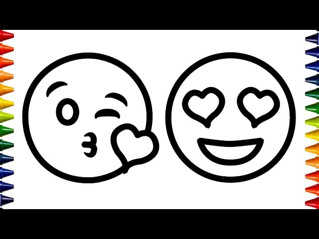 Glitter heart eyes emojis coloring and drawing with learn colors for kids bum bum colors â
