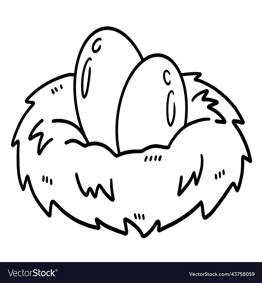 Egg in a nest isolated coloring page for kids vector image