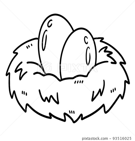 Egg in a nest isolated coloring page for kids