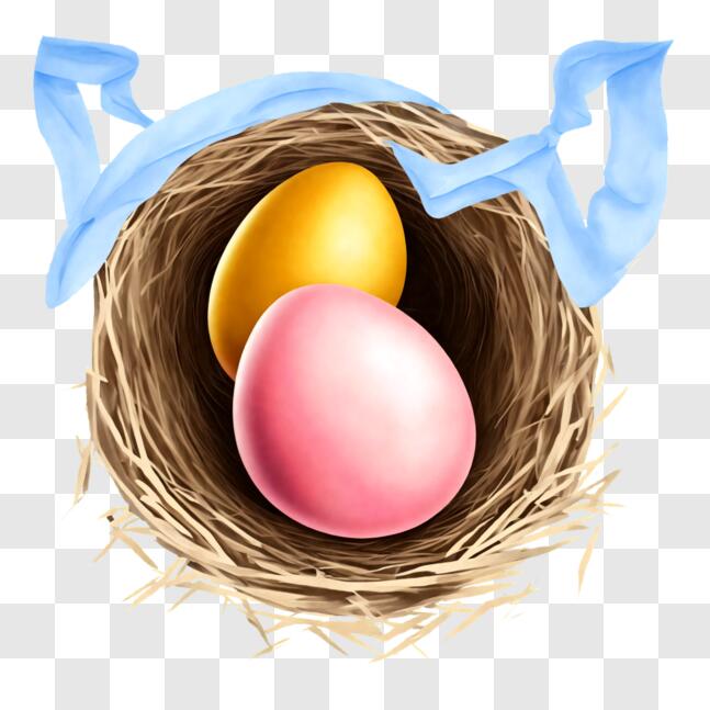 Download easter eggs in a birds nest png online
