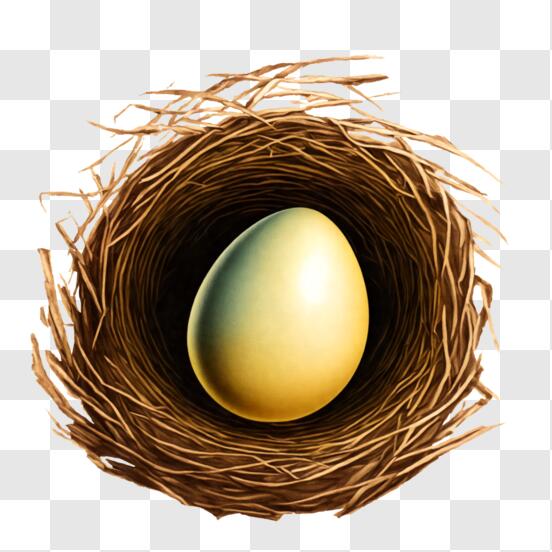 Download birds nest with yellow egg png online