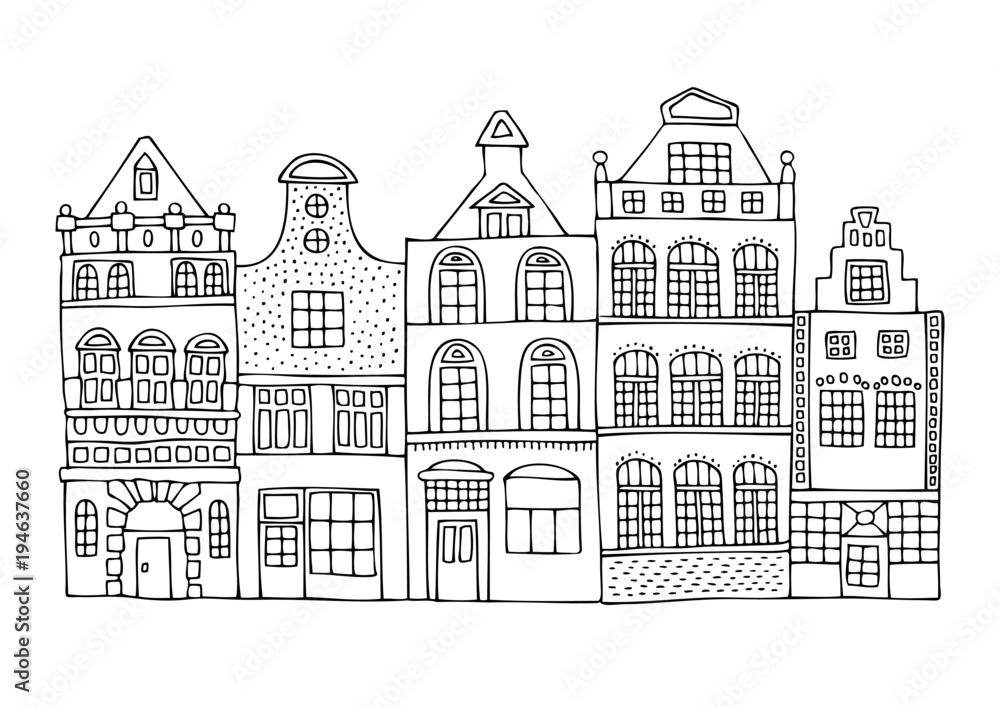 A hand drawn history street from a dutch city sketch for anti