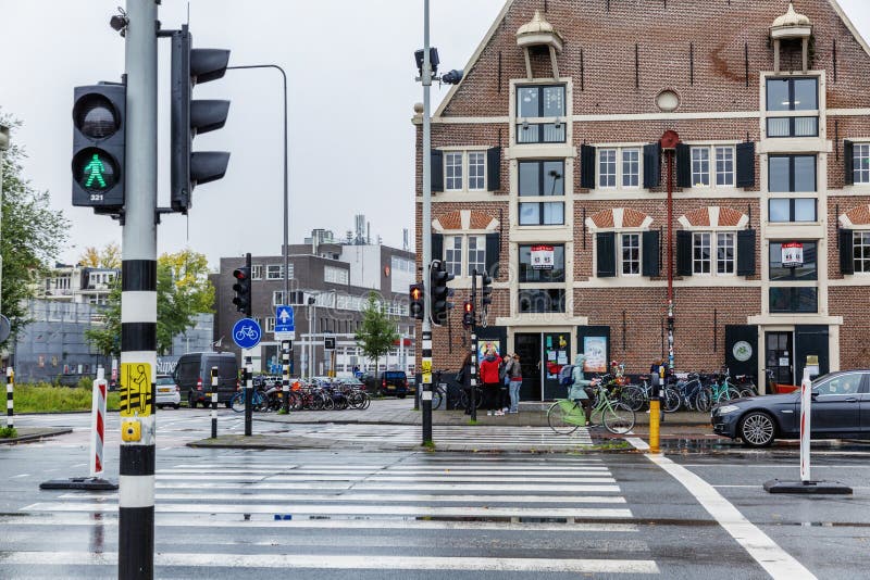 Pedestrian crossing netherlands stock photos