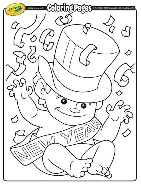 Baby new year coloring page