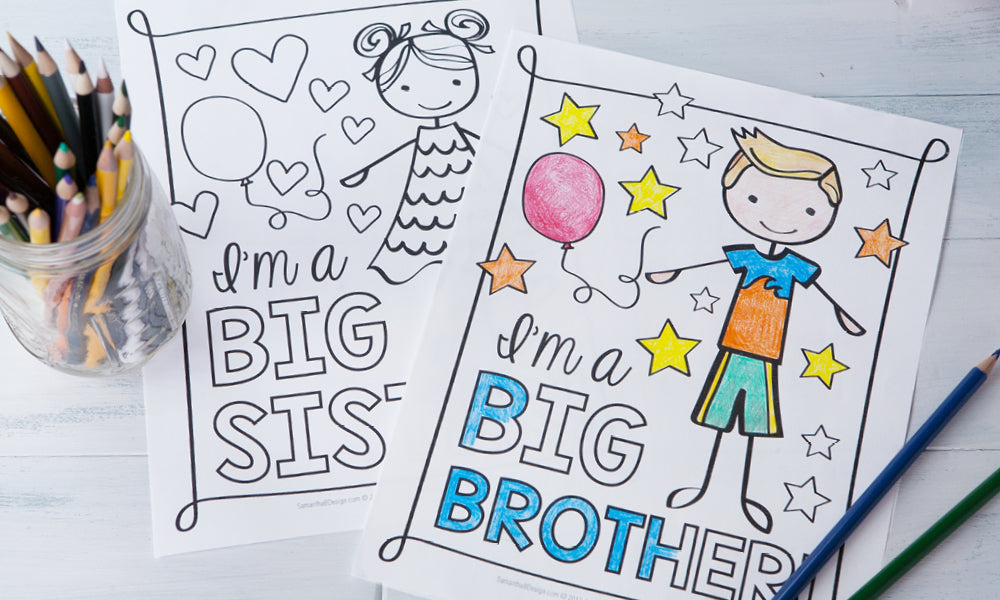 Free download big sister and big brother new baby coloring sheets â samantha b design