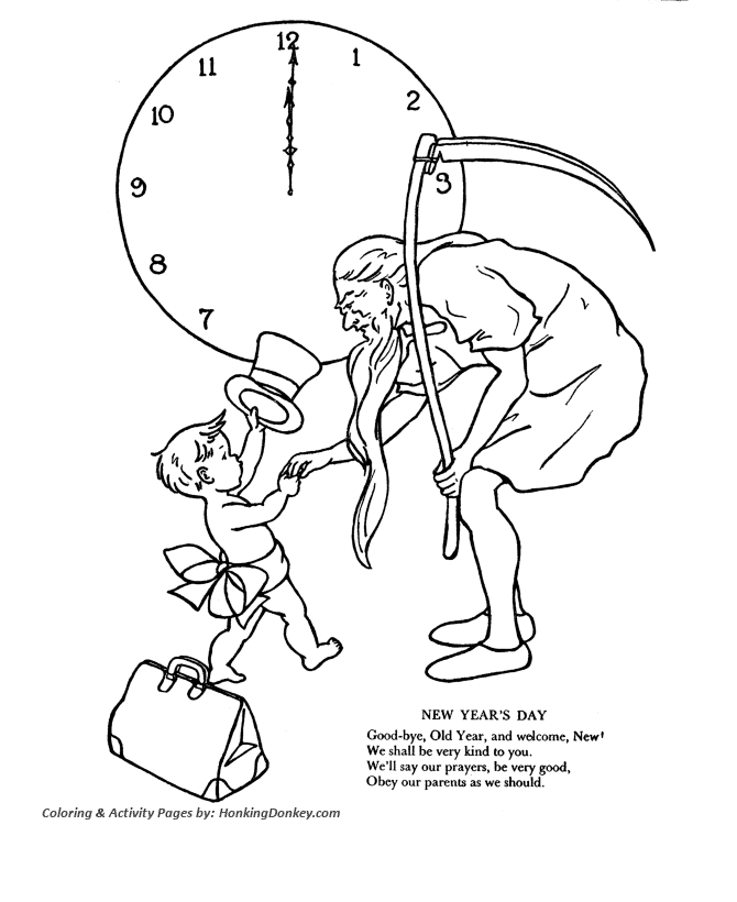 New years day coloring pages