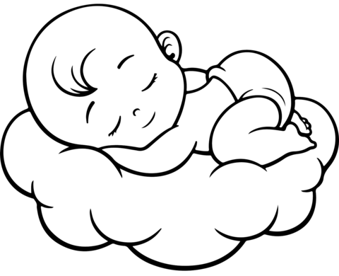 Sleeping baby coloring page free printable coloring pages
