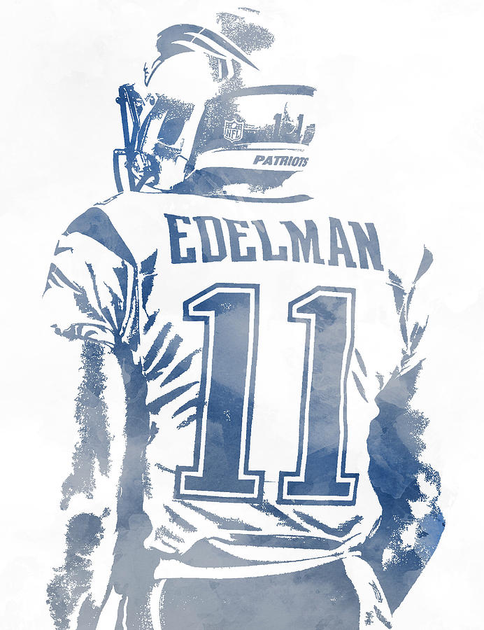 Julian edelman new england patriots water color pixel art mixed media by joe hamilton