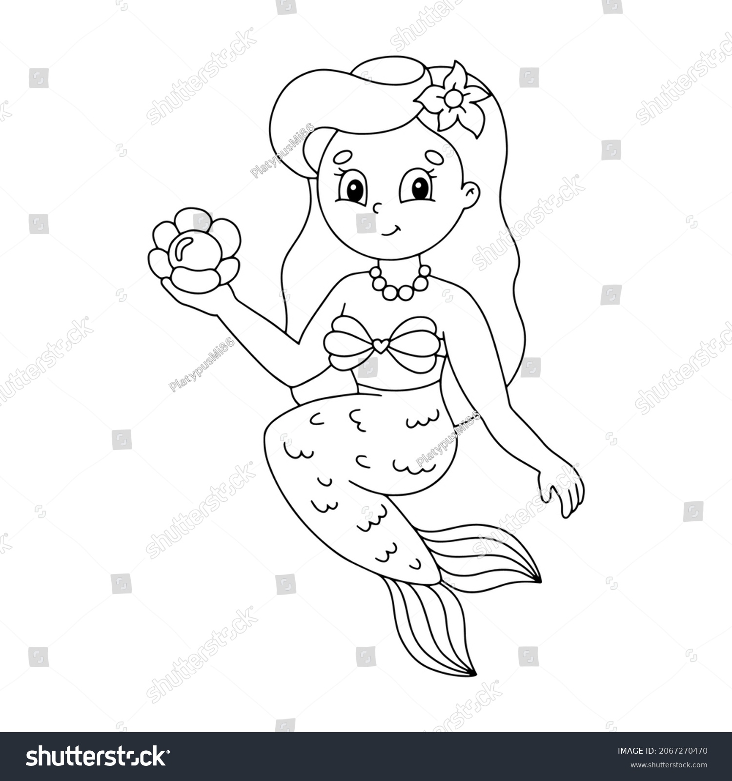 Young beautiful little mermaid coloring book stock vector royalty free
