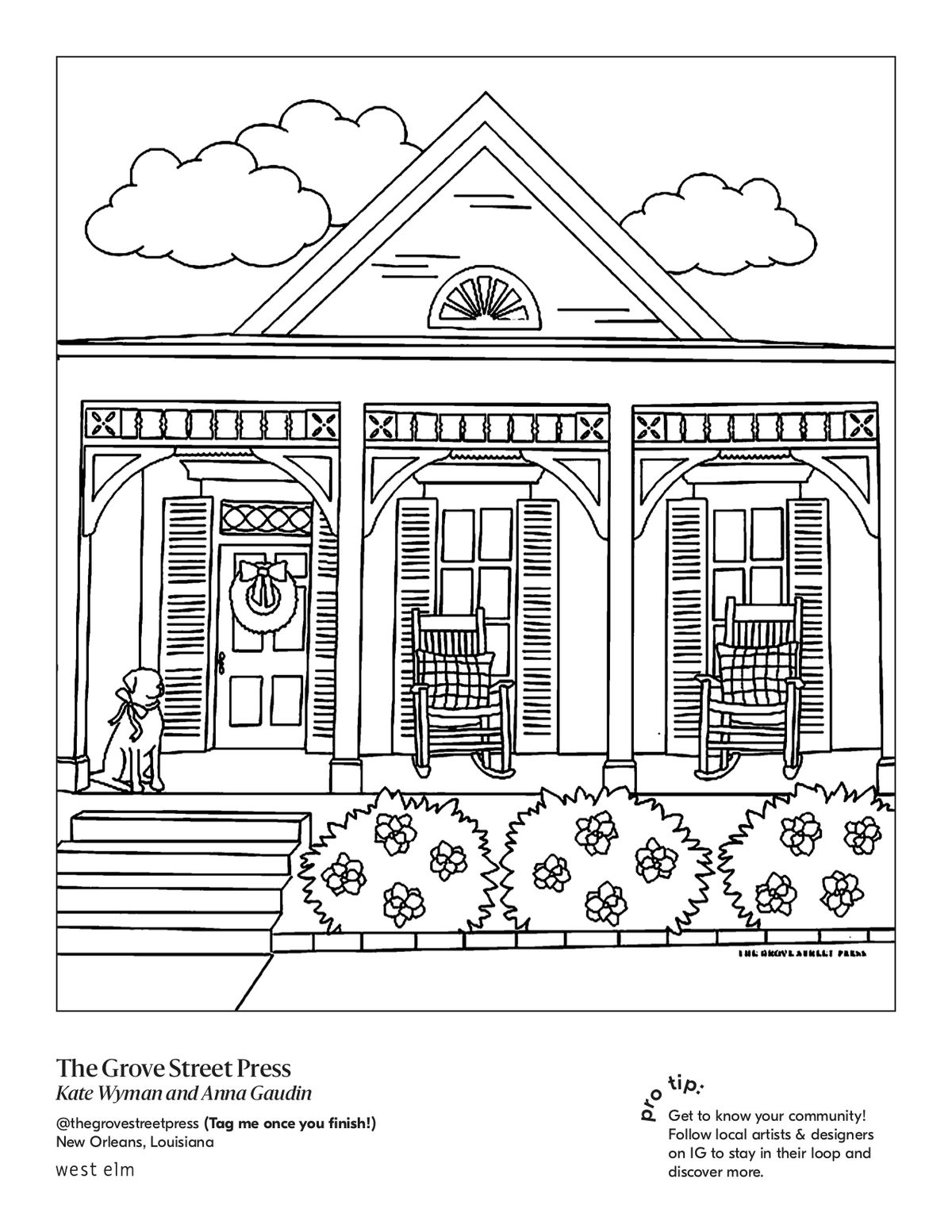 Free coloring pages for adults courtesy of west elm and local artists