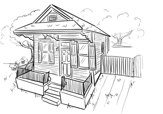 New orleans house download printable coloring page nola downloadable shotgun creole cottage instant download