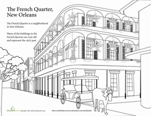Summer vacation coloring the french quarter worksheet education french quarter summer vacation vacation